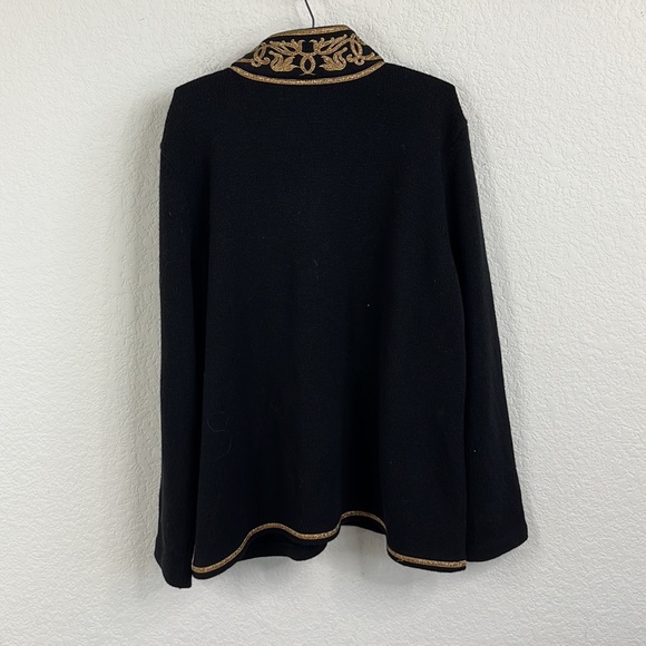 LRL Navy Marine Nautical Officer Metallic Gold Piping Cardigan Sweater - Picture 7 of 8